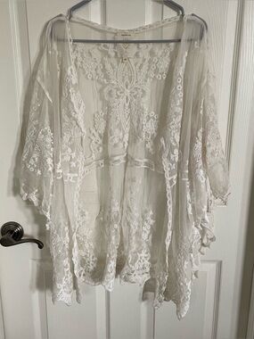 Meadow Rue Sheer White Lace Cover Up